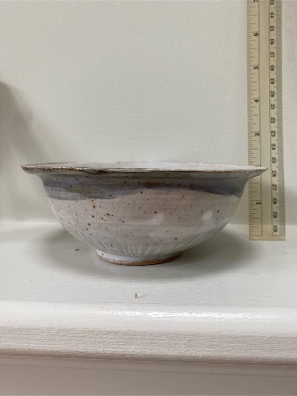 Handcrafted White Ceramic Bowl with Subtle Gray Rim